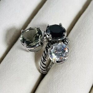 Smoky Topaz & CZ Gemstone “City Girl” Ring